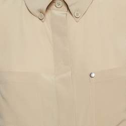 Burberry Beige Silk Buttoned A-Line Sleeveless Shirt Blouse S