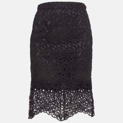 Burberry Black Lace Pencil Midi Skirt S