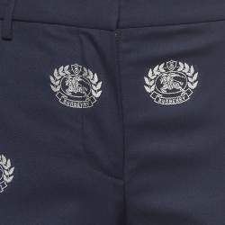 Burberry Navy Blue Brand Logo Jacquard Casual Trousers S