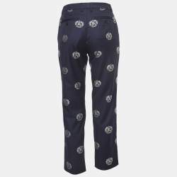 Burberry Navy Blue Brand Logo Jacquard Casual Trousers S