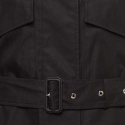 Pre Owned Burberry Black Gabardine Swingate Belted Trench Coat M