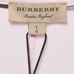 Pre Owned Burberry Pink Embroidered Cotton V-Neck T-Shirt L   