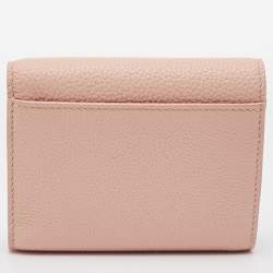 Pre Owned Burberry Pink Leather TB Trifold Wallet