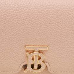 Pre Owned Burberry Pink Leather TB Trifold Wallet