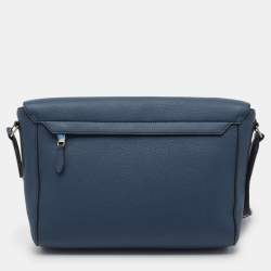 مملوكة مسبقًا Burberry Ash Blue Leather Large Pocket Messenger Bag