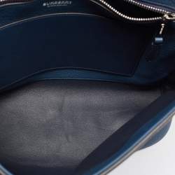 مملوكة مسبقًا Burberry Ash Blue Leather Large Pocket Messenger Bag