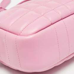 Pre Owned Burberry Pink Quilted Leather Mini Lola Camera Bag