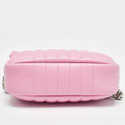 Pre Owned Burberry Pink Quilted Leather Mini Lola Camera Bag