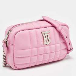 Pre Owned Burberry Pink Quilted Leather Mini Lola Camera Bag