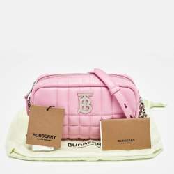 Pre Owned Burberry Pink Quilted Leather Mini Lola Camera Bag