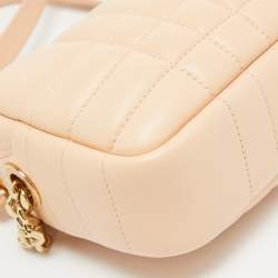 Burberry Peach Pink Quilted Leather Mini Lola Camera Bag