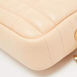 Burberry Peach Pink Quilted Leather Mini Lola Camera Bag