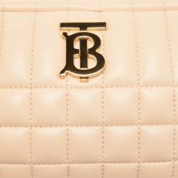 Burberry Peach Pink Quilted Leather Mini Lola Camera Bag