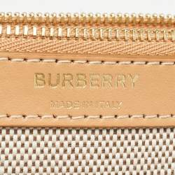 Burberry Beige/Tan Canvas and Leather Wristlet Pouch