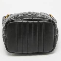 Burberry Black Quilted Check Leather Small Lola Bucket Bag