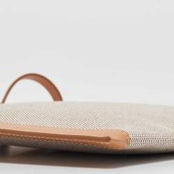 Pre Owned Burberry Beige/Tan Canvas and Leather Wristlet Pouch