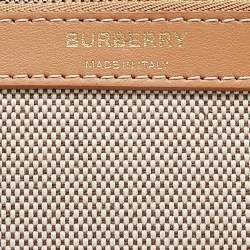 Pre Owned Burberry Beige/Tan Canvas and Leather Wristlet Pouch