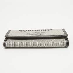 Burberry Black/White Canvas and Leather Halton Continental Wallet