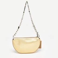 Burberry Gold Leather Mini Olympia Zip Chain Bag