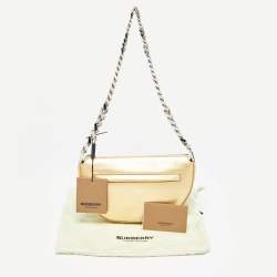 Burberry Gold Leather Mini Olympia Zip Chain Bag