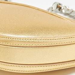 Burberry Gold Leather Mini Olympia Zip Chain Bag