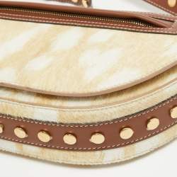 Burberry Beige Calf Hair Small Studded Olympia Shoulder Bag