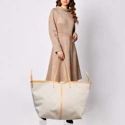 Burberry Beige Canvas and Leather XL Beach Tote