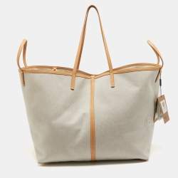 Burberry Beige Canvas and Leather XL Beach Tote
