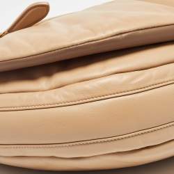 Pre Owned Burberry Beige Leather XL Olympia Shoulder Bag