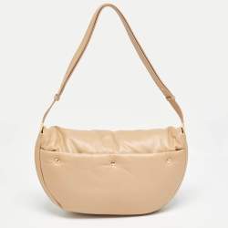 Pre Owned Burberry Beige Leather XL Olympia Shoulder Bag