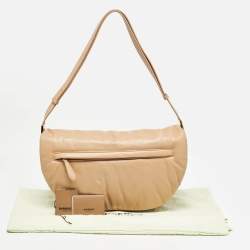 Pre Owned Burberry Beige Leather XL Olympia Shoulder Bag