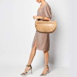 Pre Owned Burberry Beige Leather XL Olympia Shoulder Bag