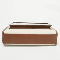 Pre Owned Burberry Beige/Brown Canvas and Leather Medium Pocket Bag