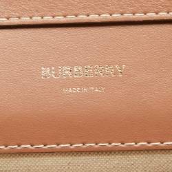 Pre Owned Burberry Beige/Brown Canvas and Leather Medium Pocket Bag