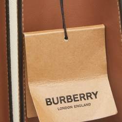 Pre Owned Burberry Beige/Brown Canvas and Leather Medium Pocket Bag