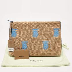 Burberry Natural/Blue Raffia Duncan Pouch 