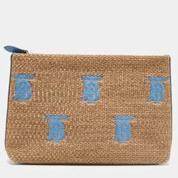 Burberry Natural/Blue Raffia Duncan Pouch 