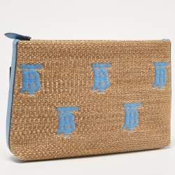Burberry Natural/Blue Raffia Duncan Pouch 