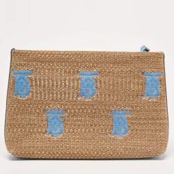 Burberry Natural/Blue Raffia Duncan Pouch 