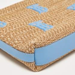 Burberry Natural/Blue Raffia Duncan Pouch 