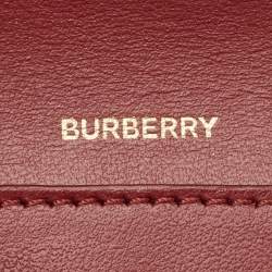 Pre Owned Burberry Burgundy Check Canvas and Leather Lila Trifold Wallet