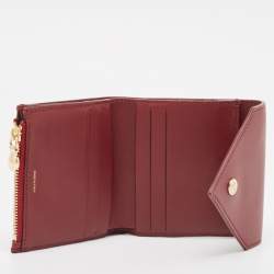 Pre Owned Burberry Burgundy Check Canvas and Leather Lila Trifold Wallet