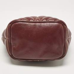 Burberry Dark Maroon Leather Mini Lola Bucket Bag