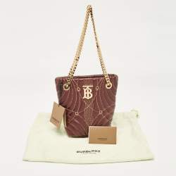 Burberry Dark Maroon Leather Mini Lola Bucket Bag