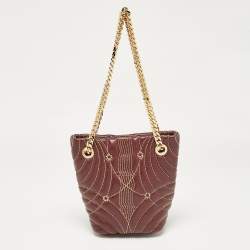 Burberry Dark Maroon Leather Mini Lola Bucket Bag