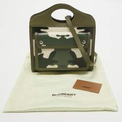 Burberry Green Camo Print Coated Canvas and Leather  Mini Pocket Bag