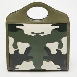 Burberry Green Camo Print Coated Canvas and Leather  Mini Pocket Bag