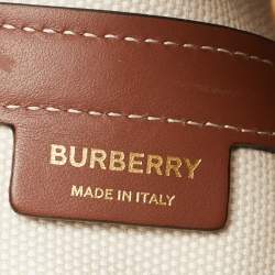 Burberry Off White/Brown Canvas and Leather Small Peggy Bucket Bag