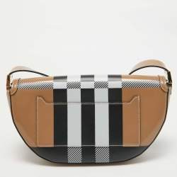 Burberry Beige Check Patent and Leather Small Olympia Shoulder Bag