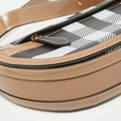 Burberry Beige Check Patent and Leather Small Olympia Shoulder Bag